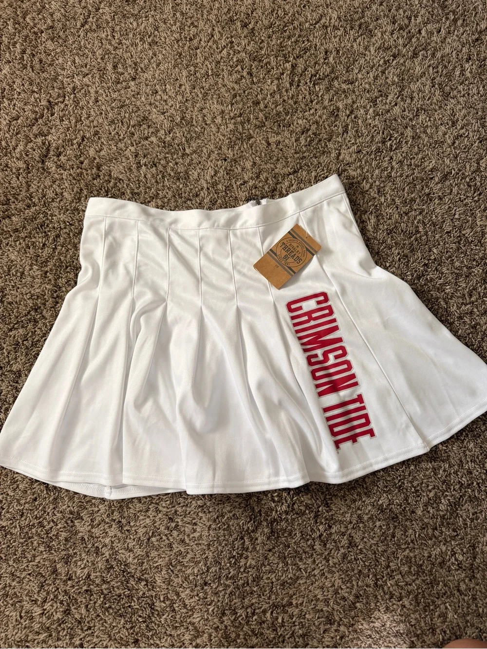 Alabama Crimson Tide Pleated Cheer Skirt White Adult Large Rivalry Threads NWT